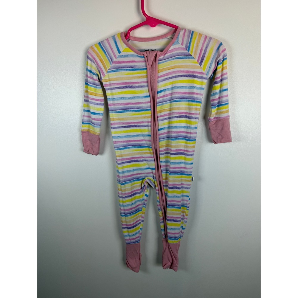 Little Sleepies Watercolor Rainbow Stripe Zippy 3-6 Months